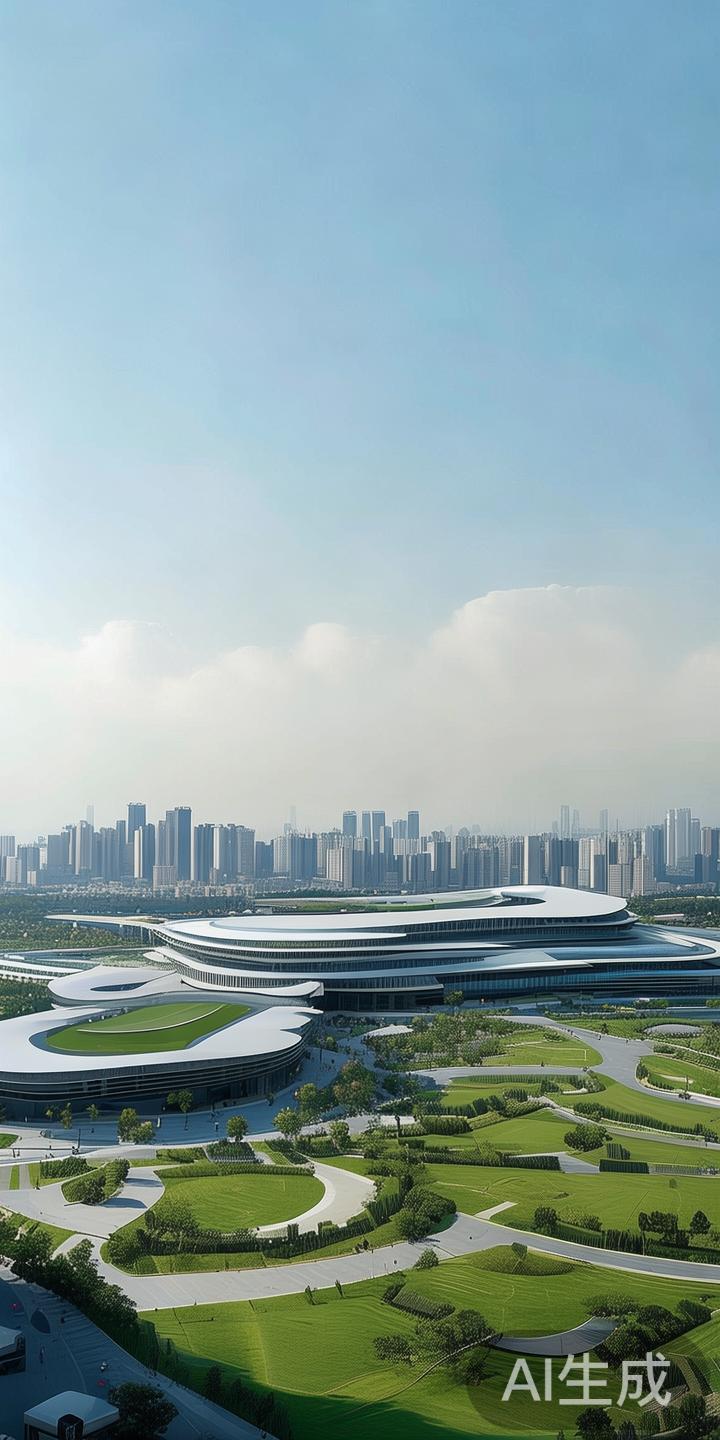 亚青会新体育中心位于城市核心地段，占地面积广阔，设